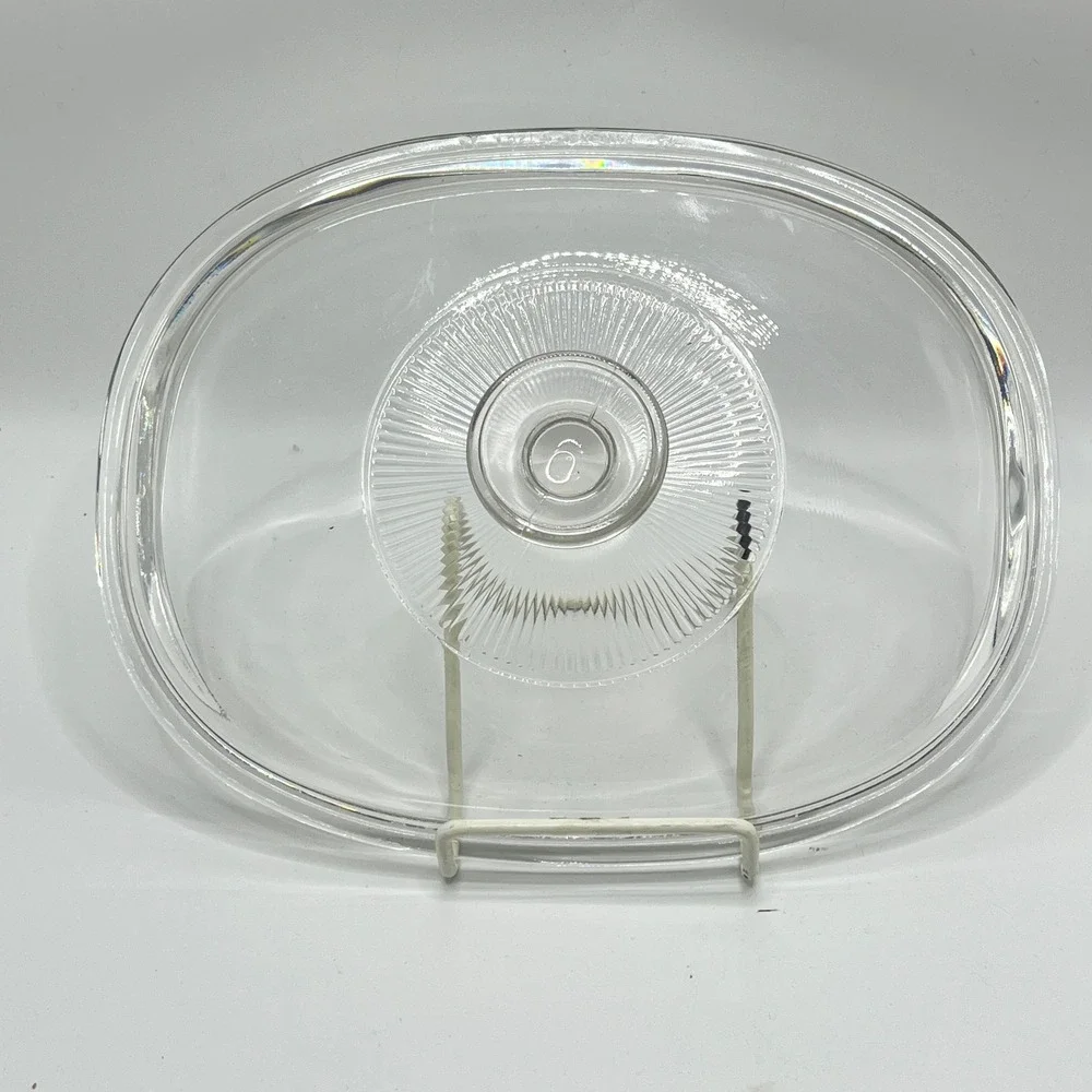 Pyrex Clear Glass Oval Replacement Lid F-12-C Sunburst Knob 10 Inch Casserole